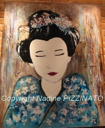 Le rêve de la Geisha n°242 - 81x100 - technique mixte - 550 €